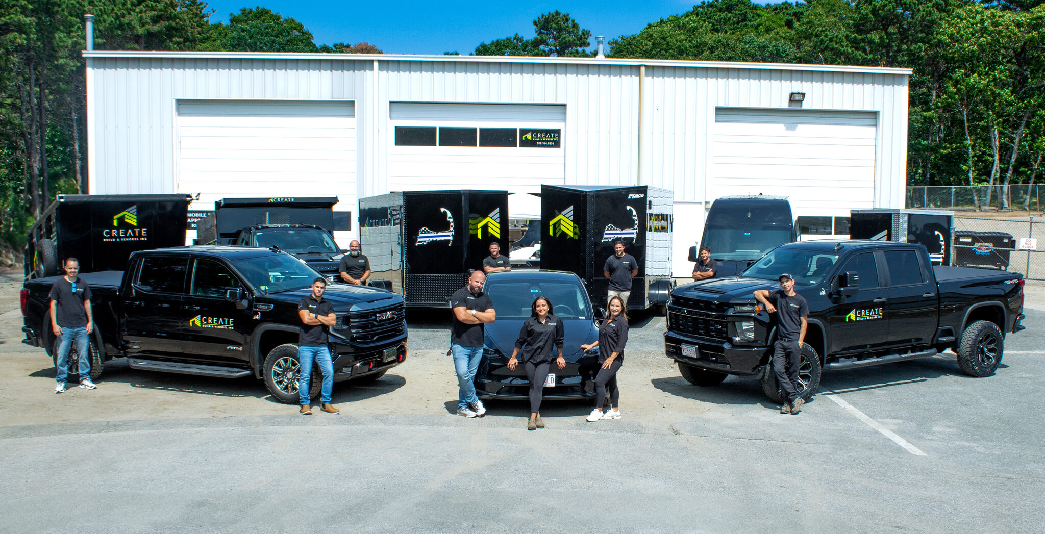 Create Build & Remodel team with company trucks and trailers at the shop